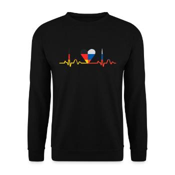 Herzschlag Deutsch Russe Herz Russisch Outfit für - Unisex Pullover - Schwarz - Vorne - Alina (178cm) & Michal (187cm)