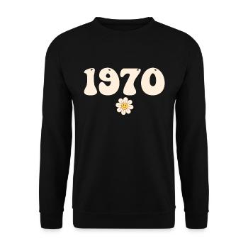 1970 - Cadeau né en 1970 - Sweat-shirt Unisexe - noir - Devant - Alina (178cm) & Michal (187cm)