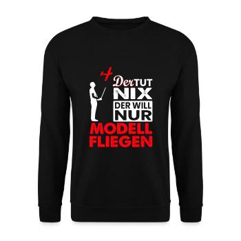 Der tut nix Modellflug Modellflieger Geschenk - Unisex Pullover - Schwarz - Vorne - Alina (178cm) & Michal (187cm)