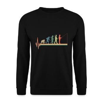 Evolution fishing heartbeat retro vintage - Unisex Pullover - Schwarz - Vorne - Alina (178cm) & Michal (187cm)