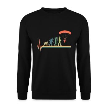 Evolution Paragleiter Herzschlag Heartbeat Retro - Unisex Pullover - Schwarz - Vorne - Alina (178cm) & Michal (187cm)
