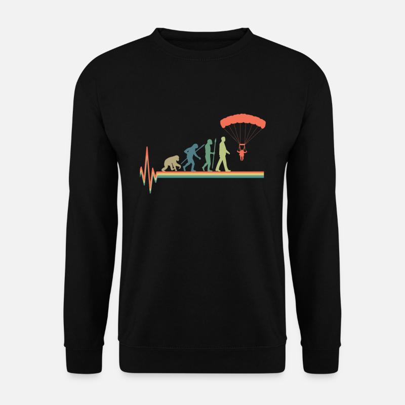 Evolution Paragleiter Herzschlag Heartbeat Retro - Unisex Pullover - Schwarz