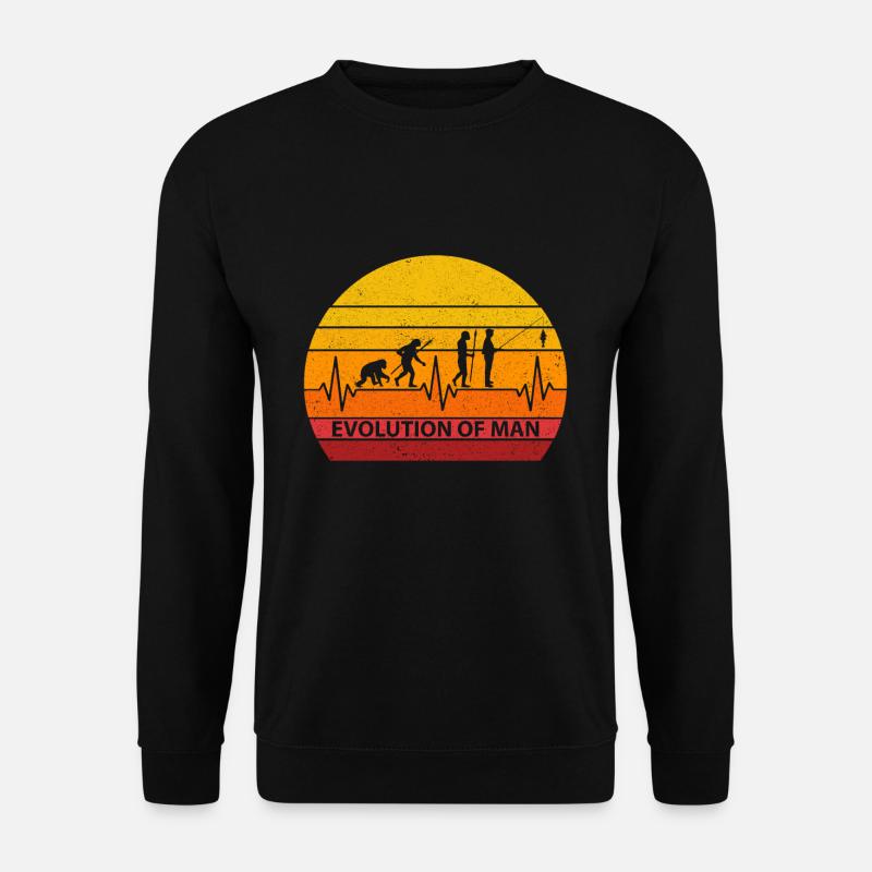Herzschlag Heartbeat Evolution FIshing Retro - Unisex Pullover - Schwarz