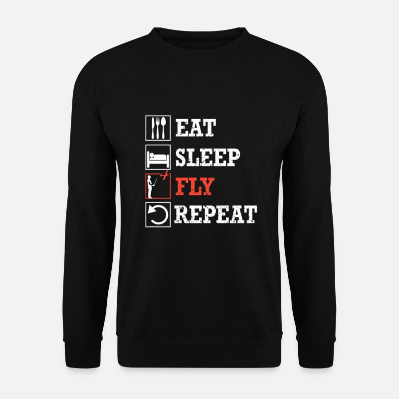 eat sleep fly repeat - retro vintage old school - Unisex Pullover - Schwarz