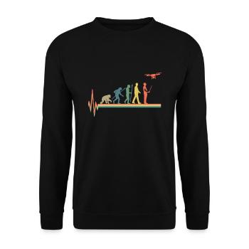 Evolution Drone Retro Heartbeat - Unisex Pullover - Schwarz - Vorne - Alina (178cm) & Michal (187cm)