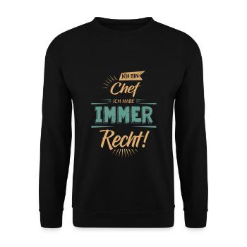 Ich bin der Chef - Unisex Pullover - Schwarz - Vorne - Alina (178cm) & Michal (187cm)