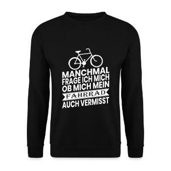 Ob mein Bike mich auch vermisst Fahrrad Geschenk - Unisex Pullover - Schwarz - Vorne - Alina (178cm) & Michal (187cm)