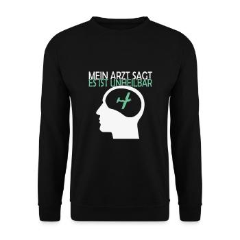 Unheilbar modellflug modellflieger pilot - Unisex Pullover - Schwarz - Vorne - Alina (178cm) & Michal (187cm)