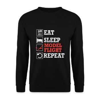 Modellflug model flight eat sleep repeat - Unisex Pullover - Schwarz - Vorne - Alina (178cm) & Michal (187cm)