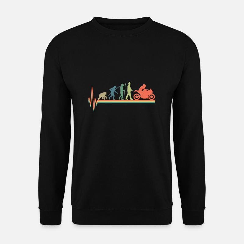 Retro Herzschlag Heartbeat Evolution Motorrad EKG - Unisex Pullover - Schwarz