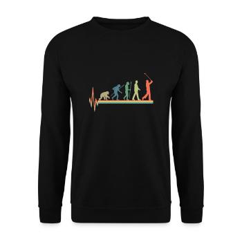 Retro Golf Golfer Golfplatz Golfspieler Herzschlag - Unisex Pullover - Schwarz - Vorne - Alina (178cm) & Michal (187cm)