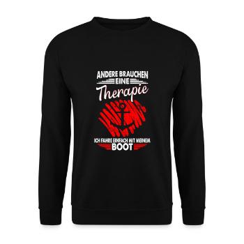 Therapie Boot Motorboot Urlaub Geschenk - Unisex Pullover - Schwarz - Vorne - Alina (178cm) & Michal (187cm)