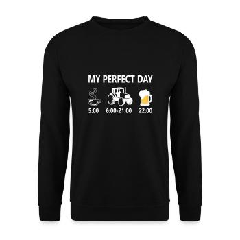 Tractor Beer Coffee Gift - Ma journée parfaite - Sweat-shirt Unisexe - noir - Devant - Alina (178cm) & Michal (187cm)