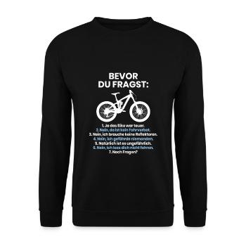 Rad Fahrrad Mountainbike MTB Spruch Geschenk - Unisex Pullover - Schwarz - Vorne - Alina (178cm) & Michal (187cm)