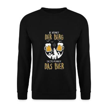 Berg Bier TShirt Je höher der Berg desto kühler... - Unisex Pullover - Schwarz - Vorne - Alina (178cm) & Michal (187cm)