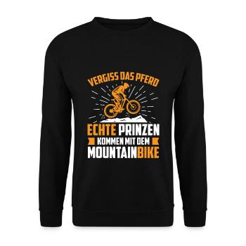 Vergiss das Pferd echte Prinzen kommen mit dem MTB - Unisex Pullover - Schwarz - Vorne - Alina (178cm) & Michal (187cm)