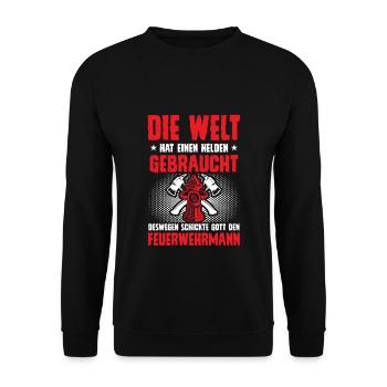 Feuerwehrmann Held Hydrant Feuerwehr Geschenk - Unisex Pullover - Schwarz - Vorne - Alina (178cm) & Michal (187cm)