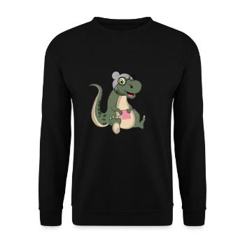 Grandma Saurus Dinosaur Granny Knitting Crochet - Unisex Sweatshirt - black - Front - Alina (178cm) & Michal (187cm)