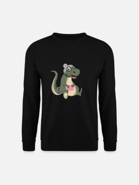 Grandma Saurus Dinosaurier Oma Stricken Häckeln - Unisex Pullover - Schwarz