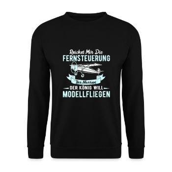 Modellflieger Reichet mir die Fernsteuerung Pilot - Unisex Pullover - Schwarz - Vorne - Alina (178cm) & Michal (187cm)