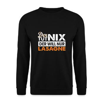 Lasagnes - Il ne fait rien qui ne veut que des lasagnes - Sweat-shirt Unisexe - noir - Devant - Alina (178cm) & Michal (187cm)