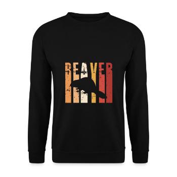 Retro Vintage Beaver Bieber Gift - Unisex Sweatshirt - black - Front - Alina (178cm) & Michal (187cm)
