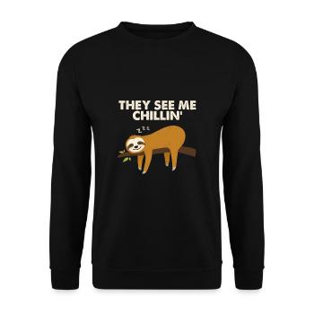 Sloth Faultier - Unisex Sweatshirt - black - Front - Alina (178cm) & Michal (187cm)