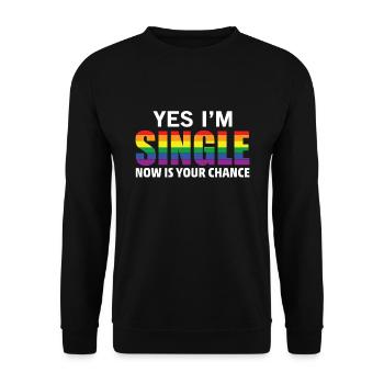 Yes, I’m single Gay Pride LGBT Rainbow CDB - Sweat-shirt Unisexe - noir - Devant - Alina (178cm) & Michal (187cm)