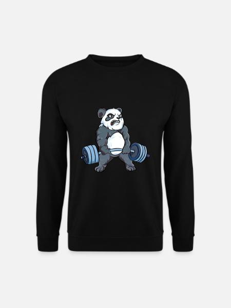 Panda makes deadlift bodybuilder deadlift dumbbell - Unisex Sweatshirt - black