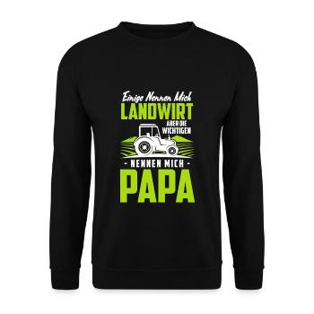 Vater Papa Landwirt Bauer Geschenk - Unisex Pullover - Schwarz - Vorne - Alina (178cm) & Michal (187cm)