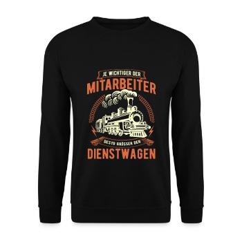 Je wichtiger der Mitarbeiter desto größer der Zug - Unisex Pullover - Schwarz - Vorne - Alina (178cm) & Michal (187cm)