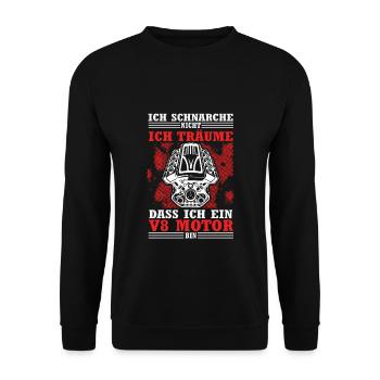 V8 Motor - lustiger Auto Mechaniker Spruch - Unisex Pullover - Schwarz - Vorne - Alina (178cm) & Michal (187cm)