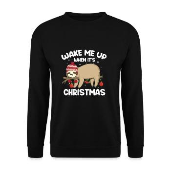 Wake me up when it's Christmas Sloth Gift - Unisex Sweatshirt - black - Front - Alina (178cm) & Michal (187cm)