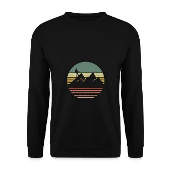 Bergsteiger Vintage Berge - Unisex Pullover - Schwarz - Vorne - Alina (178cm) & Michal (187cm)