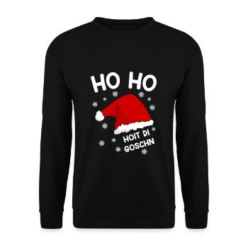 Ho Ho Ho Hoit di Goschn Weihnachtsgeschenk - Unisex Pullover - Schwarz - Vorne - Alina (178cm) & Michal (187cm)