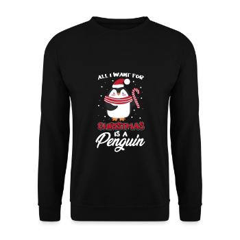 All i want for christmas is a penguin christmas - Unisex Sweatshirt - black - Front - Alina (178cm) & Michal (187cm)