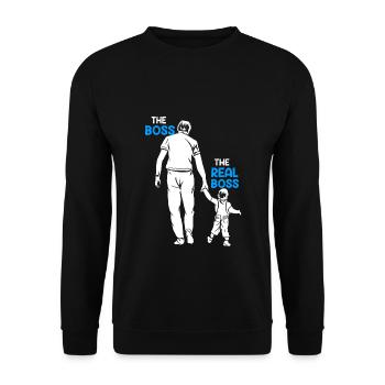 Vater und Sohn Papa und Sohn Boss Partnerlook - Unisex Pullover - Schwarz - Vorne - Alina (178cm) & Michal (187cm)