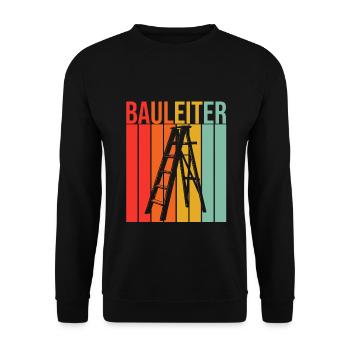Retro Bauleiter Baustellen Baustelle Geschenk - Unisex Pullover - Schwarz - Vorne - Alina (178cm) & Michal (187cm)
