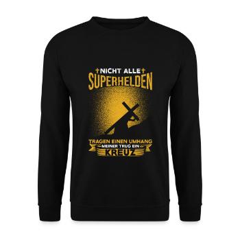 Nicht Alle Superhelden Tragen Einen Umhang - Unisex Pullover - Schwarz - Vorne - Alina (178cm) & Michal (187cm)