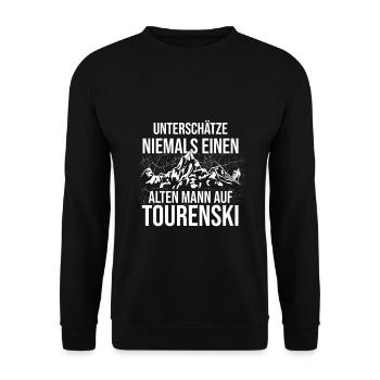 Unterschätze niemals einen alten Mann Tourenski - Unisex Pullover - Schwarz - Vorne - Alina (178cm) & Michal (187cm)
