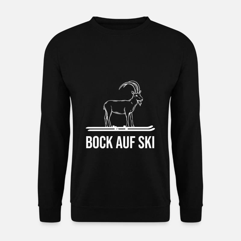 Bock auf Ski Steinbock Ziege Skifahrer Geschenk - Unisex Pullover - Schwarz