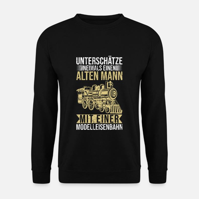 Unterschätze niemals einen alten Mann Eisenbahn - Unisex Pullover - Schwarz