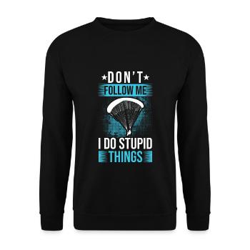 Ne me suis pas, je fais des choses stupides en parapente - Sweat-shirt Unisexe - noir - Devant - Alina (178cm) & Michal (187cm)
