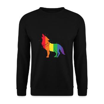 Gay Wolf Rainbow Gay Pride LGBT Gift - Unisex Sweatshirt - black - Front - Alina (178cm) & Michal (187cm)