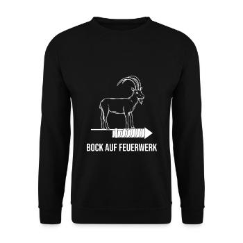 Bock auf Feuerwerk Pyrotechniker Pyro Steinbock - Unisex Pullover - Schwarz - Vorne - Alina (178cm) & Michal (187cm)