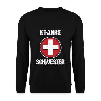 Kranke Schwester Krankenschwester Geschenk - Unisex Pullover - Schwarz - Vorne - Alina (178cm) & Michal (187cm)