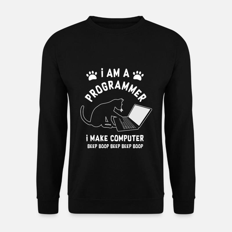 Programmer Cat Programmierer Computer Katze - Unisex Pullover - Schwarz