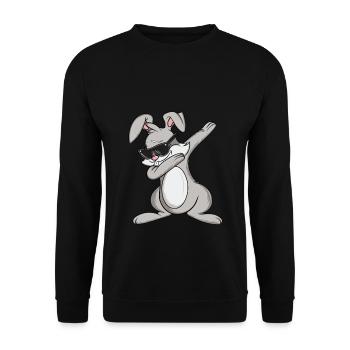 Dabbing lapin lunettes de soleil Lapin de Pâques Cool Cadeau - Sweat-shirt Unisexe - noir - Devant - Alina (178cm) & Michal (187cm)