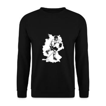 Eishockey Hockey Icehockey Deutschland Flagge - Unisex Pullover - Schwarz - Vorne - Alina (178cm) & Michal (187cm)