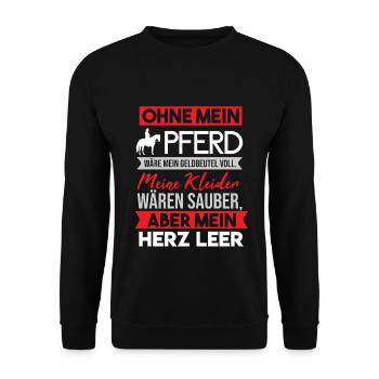 Lustiger Pferde Spruch für Reiter Pferd Geschenk - Unisex Pullover - Schwarz - Vorne - Alina (178cm) & Michal (187cm)